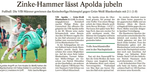 26.09.2015 VfB Apolda vs. FSV GW Blankenhain